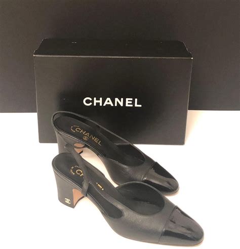 chanel slingback shoes black